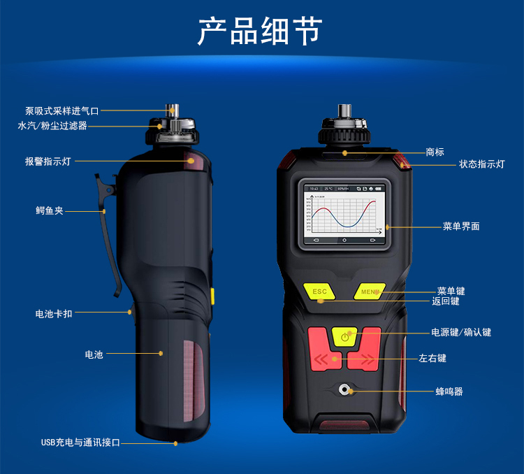 手持式泵吸型四合一多參數(shù)氣體報(bào)警儀 四合一氣體檢測儀